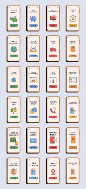 Различные экраны пользовательского интерфейса UX GUI Различные приложения и плоские веб-иконки для мобильных приложений, отзывчивый веб-сайт, включая веб-дизайн и мобильный шаблон Интерфейс приложения Векторная иллюстрация