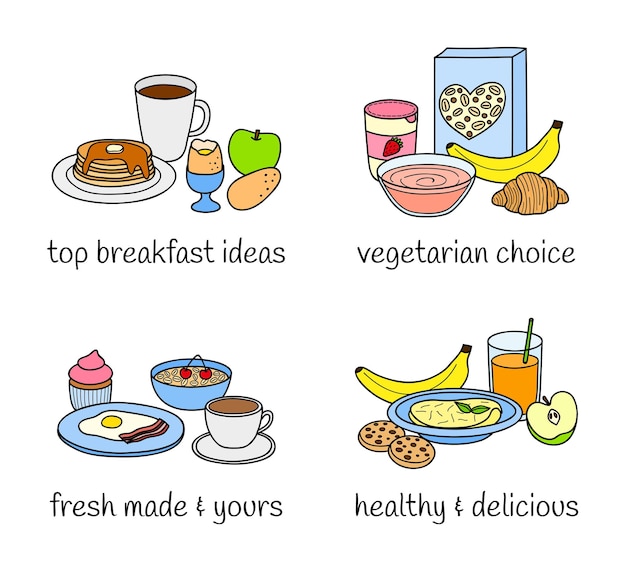 Vector different variations of breakfast