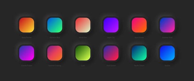 Different Variations Vivid Gradient Schemes For UI UX Design