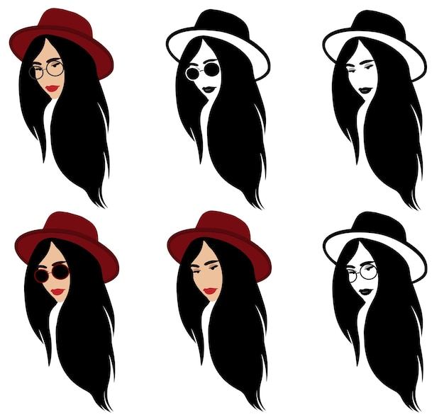 Different versions of a girl in a hat