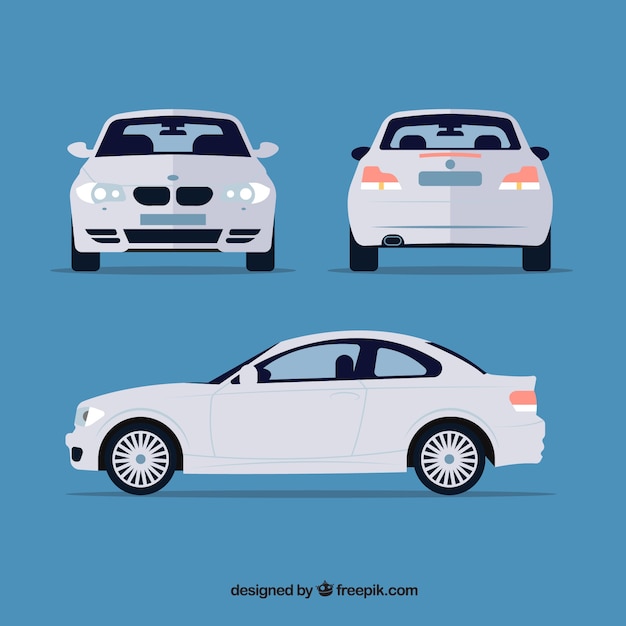 Different views of white german car