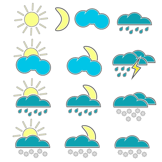 Vector different weather icons for website