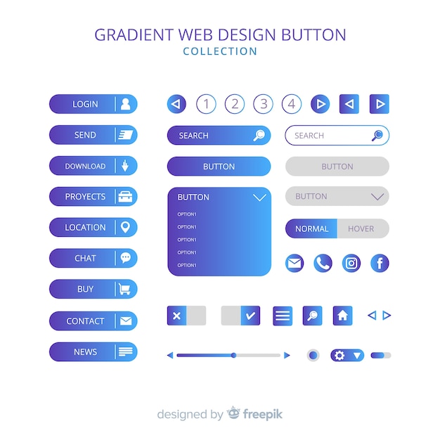 Different web buttons in gradient style