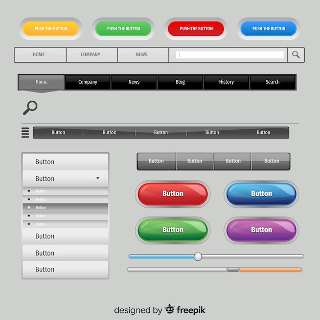 Vector different web buttons in gradient style