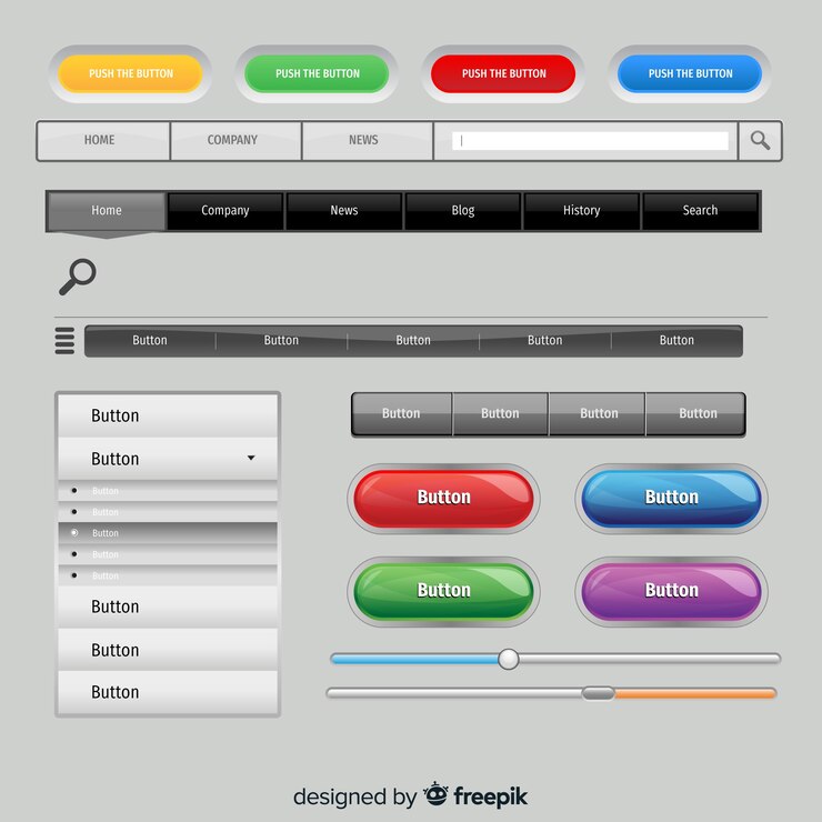 Vector different web buttons in gradient style