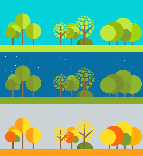 Different wheather flat design illustrations set