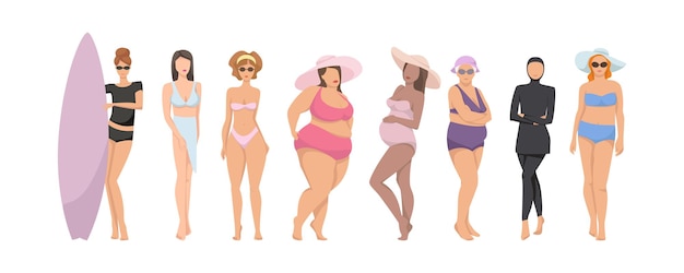 Different of women in swimwear.