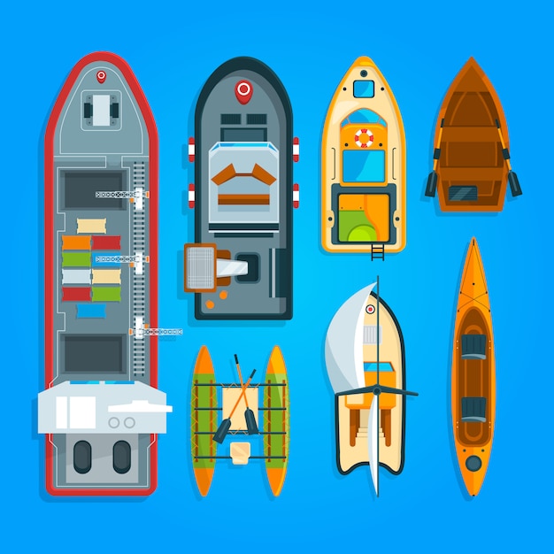 Vector differents boats and sships