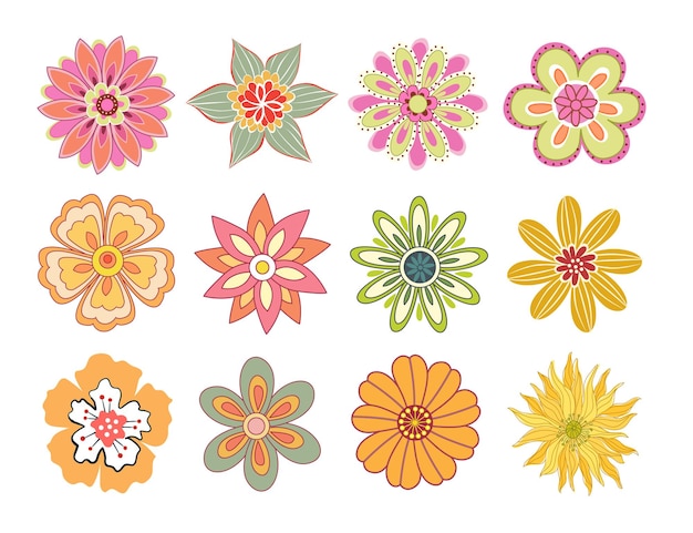 Vector diffrent colorful vector flower