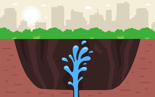 Vector dig a hole for fresh water