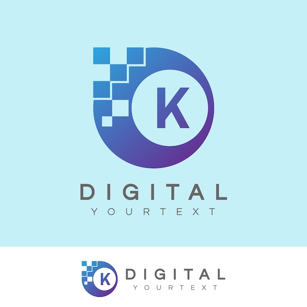 Digitaal aanvankelijk Letter K Logo-ontwerp