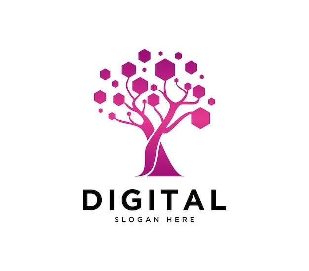 Digitaal abstract boomstijlvol logo-ontwerp