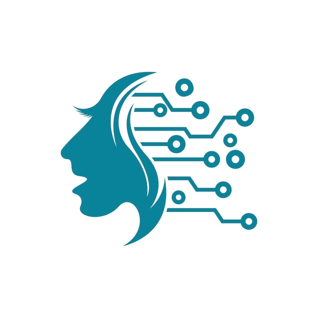 Digitaal abstract icoon menselijk hoofd tech logo