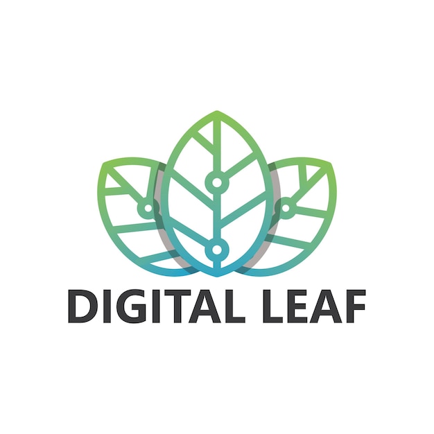 Digitaal blad logo sjabloonontwerp