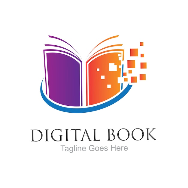 Digitaal boek logo technologie vector pictogram ontwerp