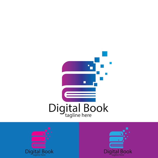 Digitaal boeklogo en vectorsjabloon