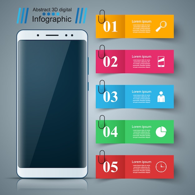 Digitaal gadget, smartphone. Zakelijke infographic