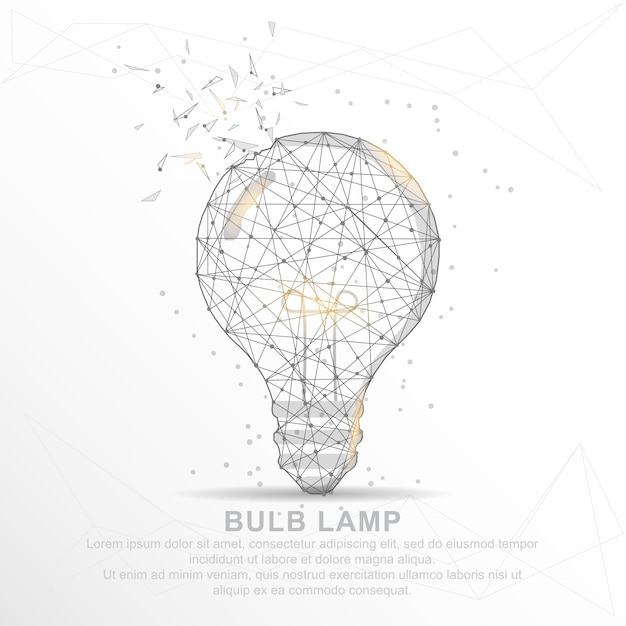 Vector digitaal getekende bollamp laag poly draadframe abstracte verbindingslijnen veelhoek met geometrie driehoek