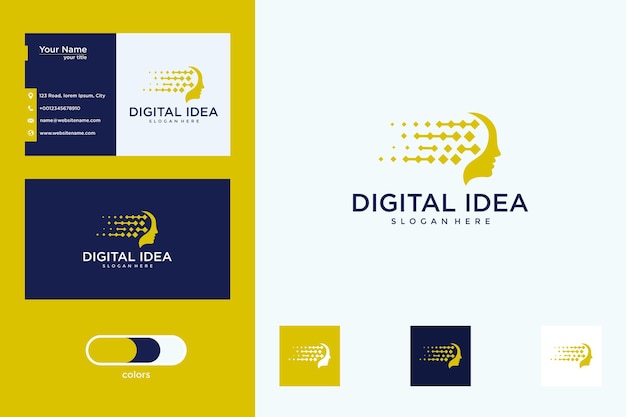 Digitaal idee logo-ontwerp en visitekaartje