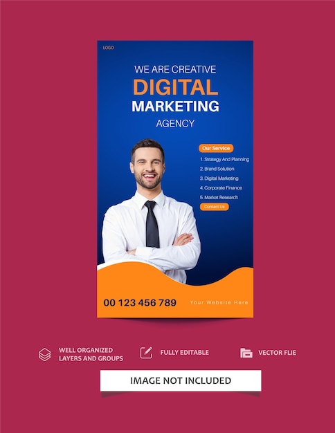 Digitaal marketingbureau en zakelijke Facebook- en Instagram-verhaalsjabloon