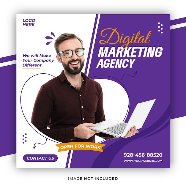 Digitaal marketingbureau en zakelijke promotie social media postsjabloon