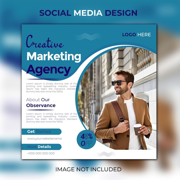 Digitaal marketingbureau, sociale media en Instagram-postsjabloonontwerp Premium Vector