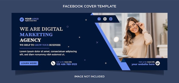 Digitaal marketingbureau sociale media facebook omslagpost en webbanner sjabloonontwerp vector