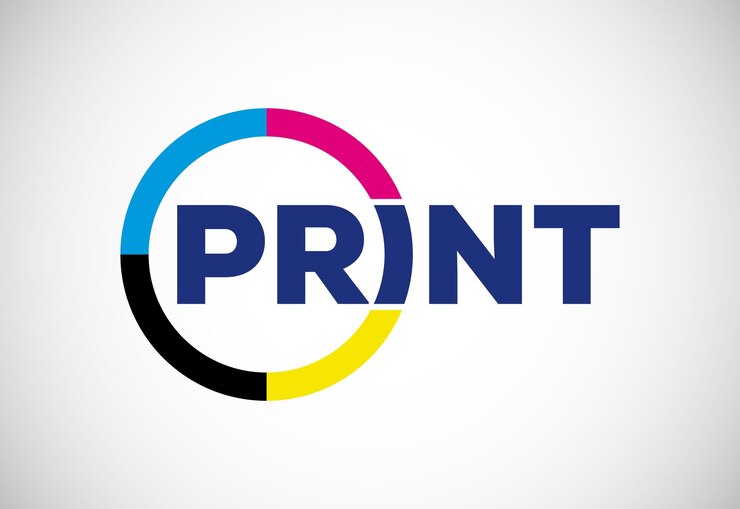 Vector digitaal printen logo ontwerpsjabloon logo voor print shop polygraaf en print factory vector illustratie
