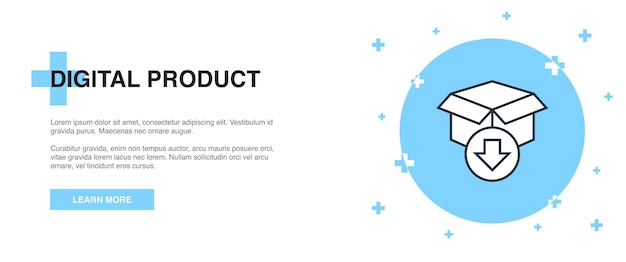 Digitaal productpictogram, banneroverzicht sjabloonconcept. digitaal productlijn illustratie ontwerp