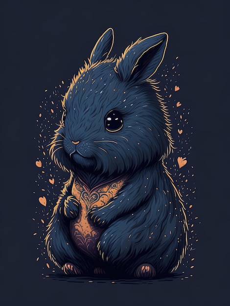 Digitaal schilderen Delight Fluffy Bunny in Fantasy Bokeh