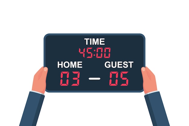 Digitaal scorebord met tijd- en resultaatweergave Vector plat