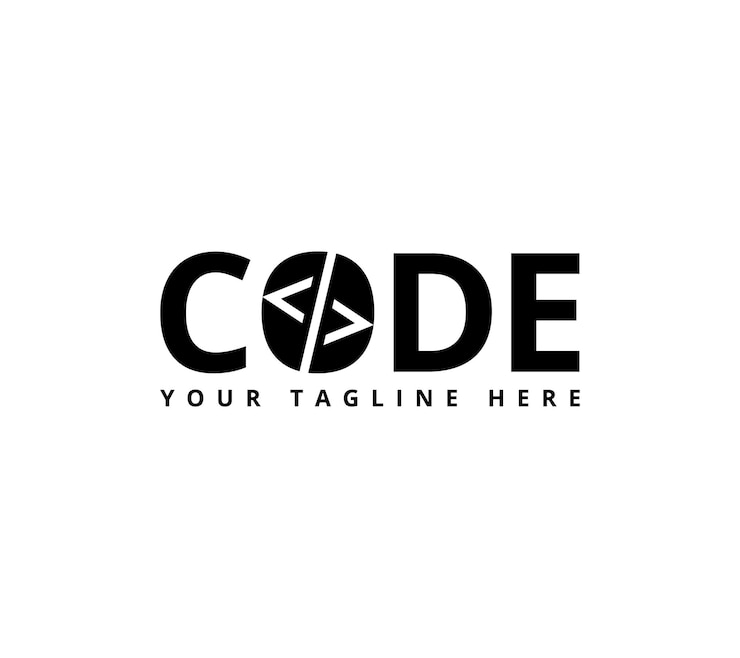 Vector digitaal tekstgebaseerd logo voor een coderingsprogrammeur webontwikkelaar en html-coderingslogo