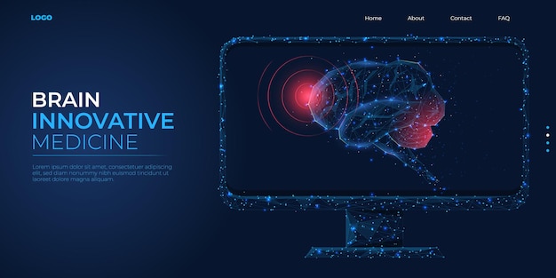 Digital 3d low poly model of the human brain