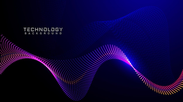 Vector digital abstract flowing particles technology background