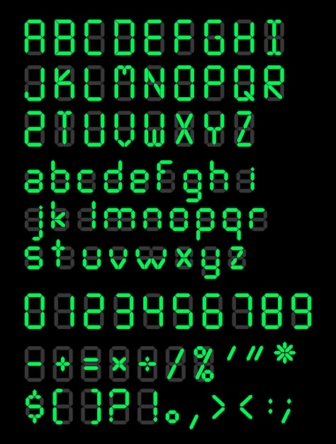 Vettore font per sveglia digitale
