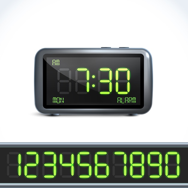 Digital alarm clock numbers