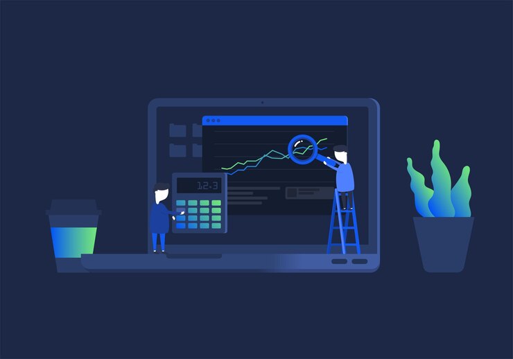 Vector digital analytics information tools big data concept for successful business in flat vector design
