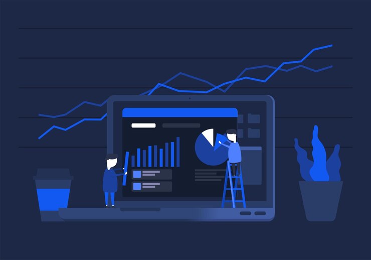 Vector digital analytics information tools big data concept for successful business in flat vector design