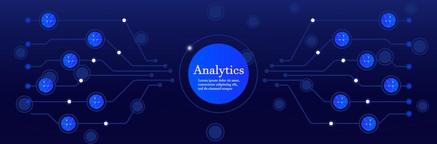 digital analytics network circuit board interconnected nodes glowing elements on a dark background data processing artificial intelligence big data machine learning and technology innovation