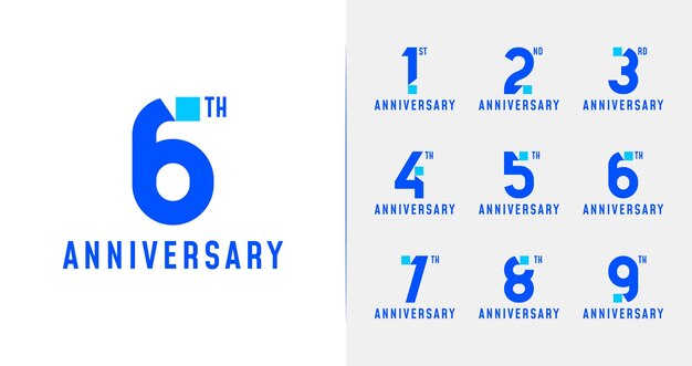 Vector digital anniversary logo collections with modern concept