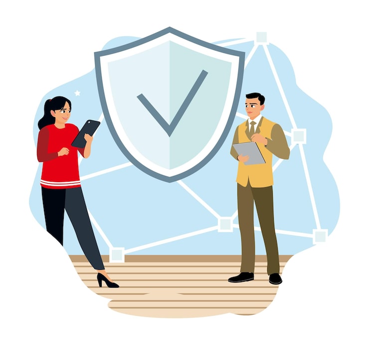 Vector digital application blockchain p2p computer network web app multiple users cryptocurrency