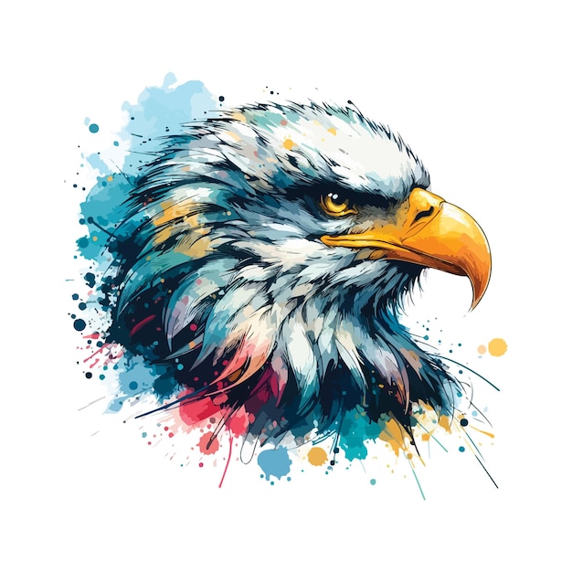 Digital art of eagle head in watercolor style illustration