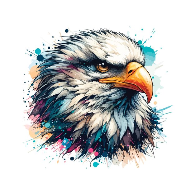Vector digital art of eagle head in watercolor style illustration