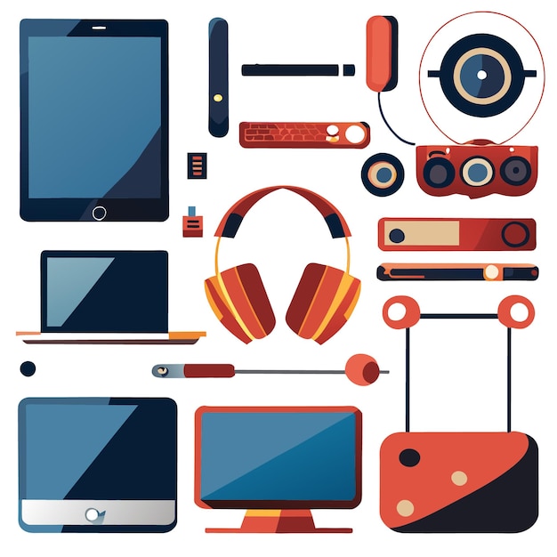 Vector digital art featuring advanced gadget iconography