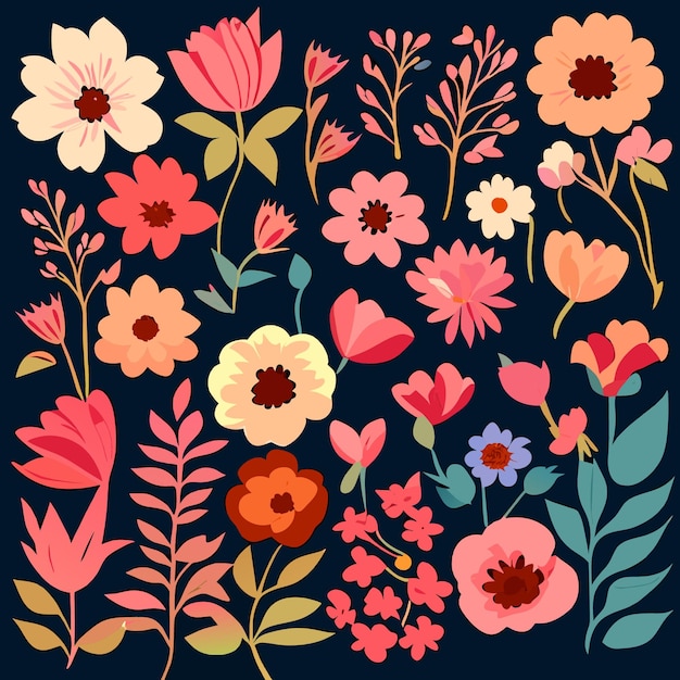 Premium Vector | Digital art floral icons and concepts