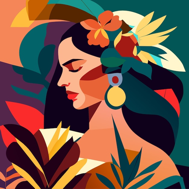 Digital art in matisse style vector icons