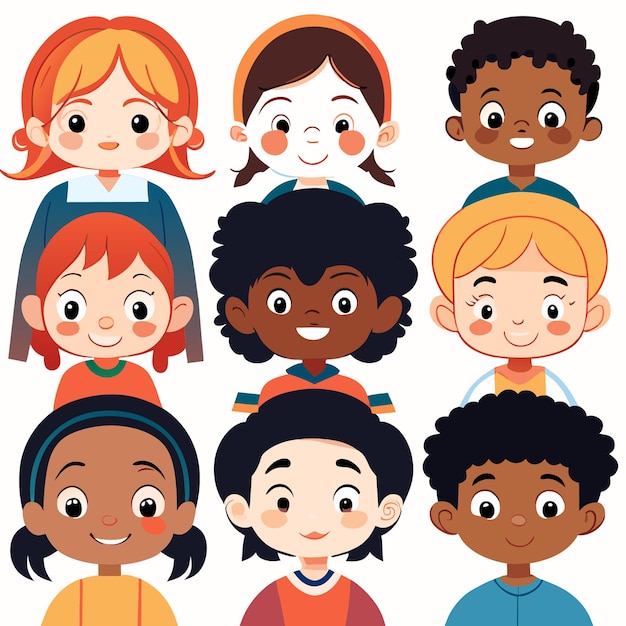 Vector digital art multicultural children a rainbow of diversity and friendship