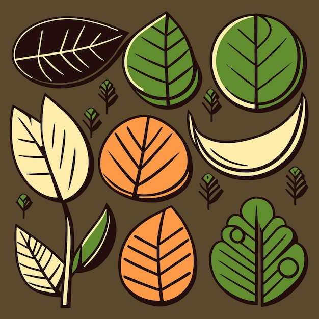 Vector digital art rainforest leaf collection handdrawn vector pack