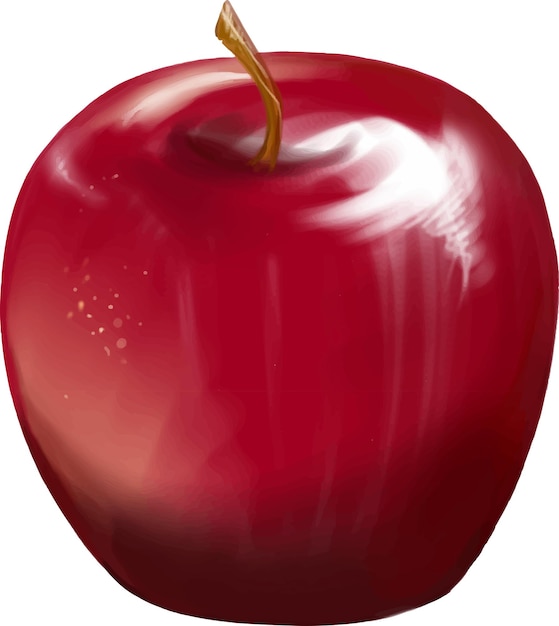 Digital art red shiny apple isolated vector