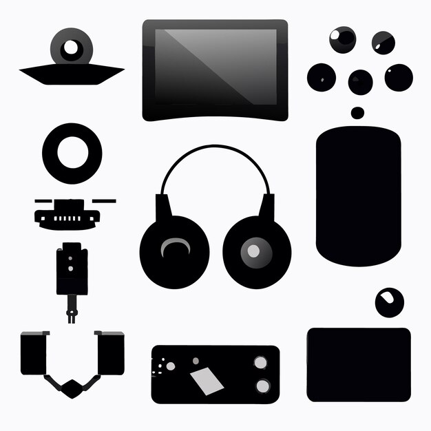 Vector digital art with intricate gadget icon elements